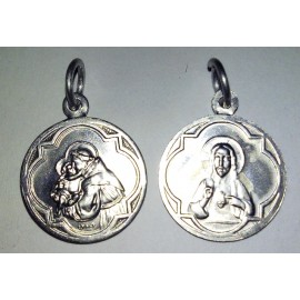 Médaille Saint Antoine et Sacré Coeur, rond. 1,7 cm.